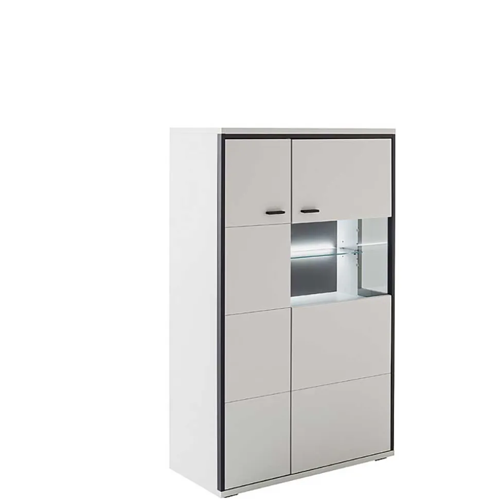 Highboard in Weiß und Schwarzgrau - Loazin