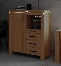 Highboard Kommode Mosniak aus Kernbuche Massivholz