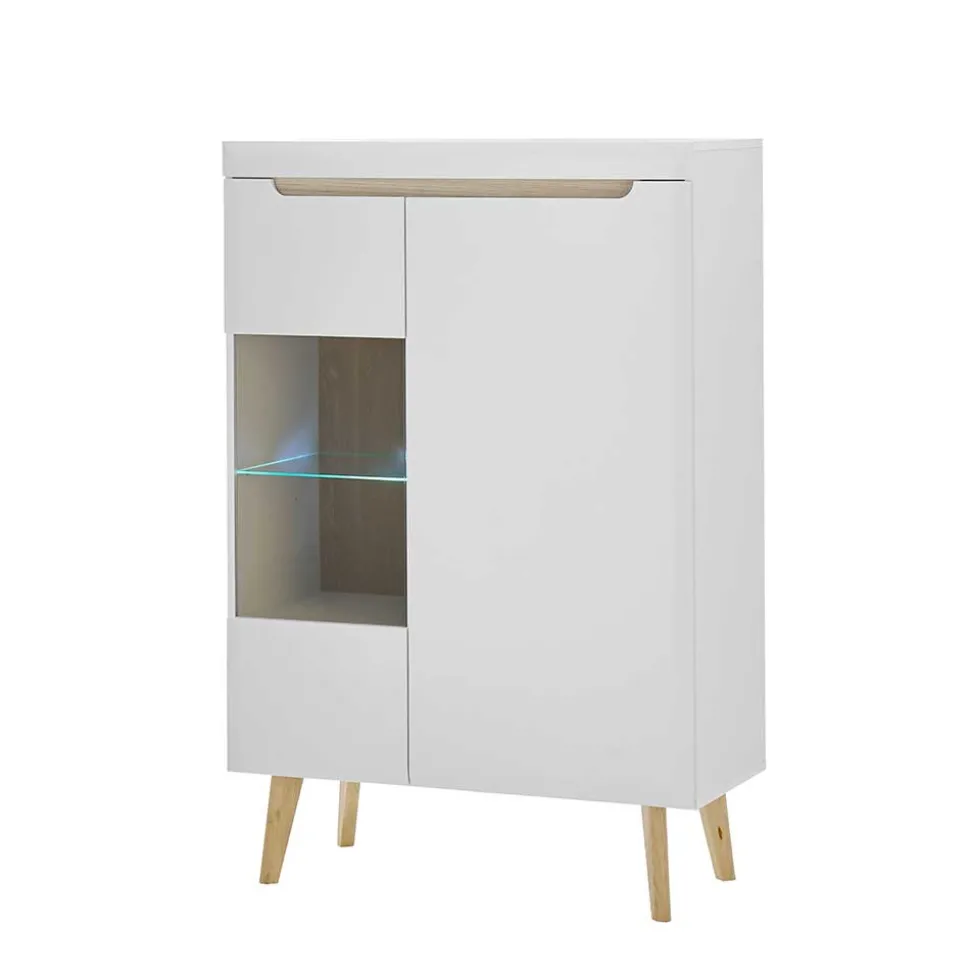 Highboard mit Glas im Skandi Design - Ginko
