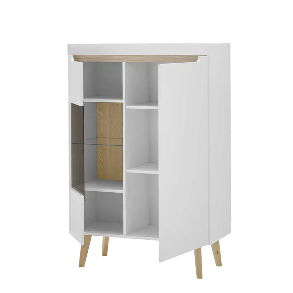 Highboard mit Glas im Skandi Design - Ginko