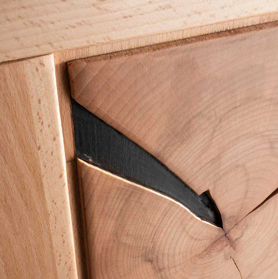 Highboard mit Glaseinsatz aus geölter Kernbuche - Sarosca