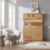 Highboard mit Glaseinsatz aus Wildeiche massiv - Millena
