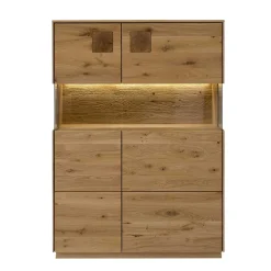 Highboard mit Glaseinsatz aus Wildeiche massiv - Millena