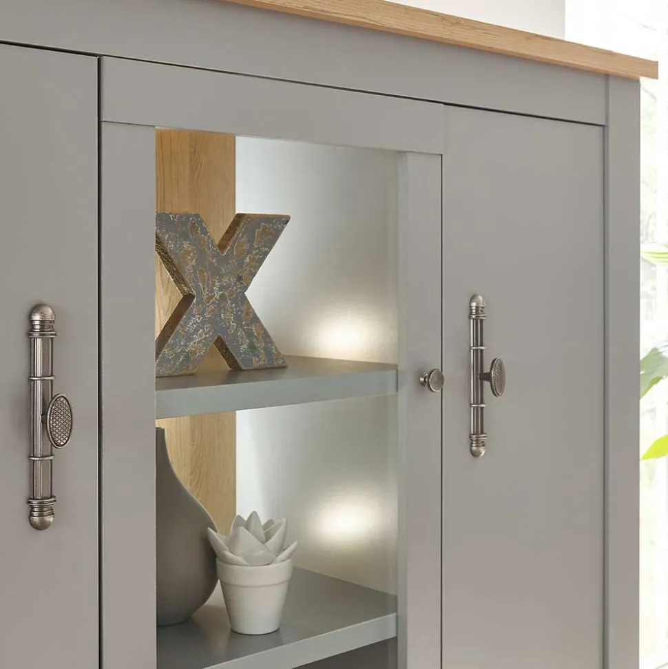 Highboard mit Glaseinsatz mit Metallgriffen - Buleta