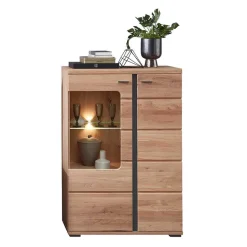 Highboard mit Glaseinsatz und LED Beleuchtung - Latenda