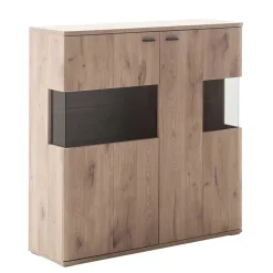 Highboard mit Glaseinsätzen 119x121x37 cm - Comrinaca