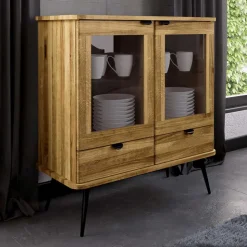 Highboard mit Glastüren mit zwei Schubladen - Casarius