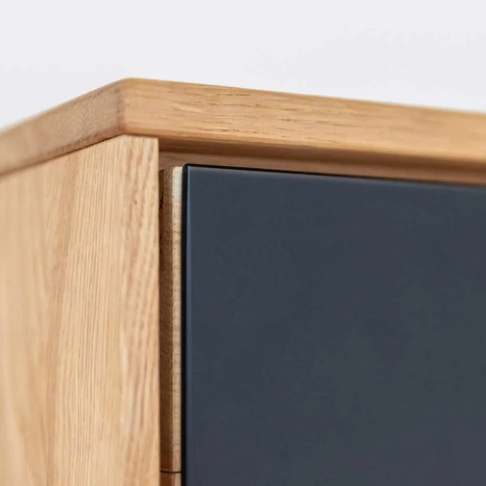 Highboard Vitrine aus Eiche und Glas - Masicuri