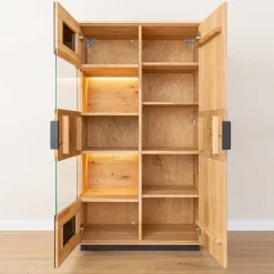 Highboard Vitrine aus Eiche und Glas - Masicuri