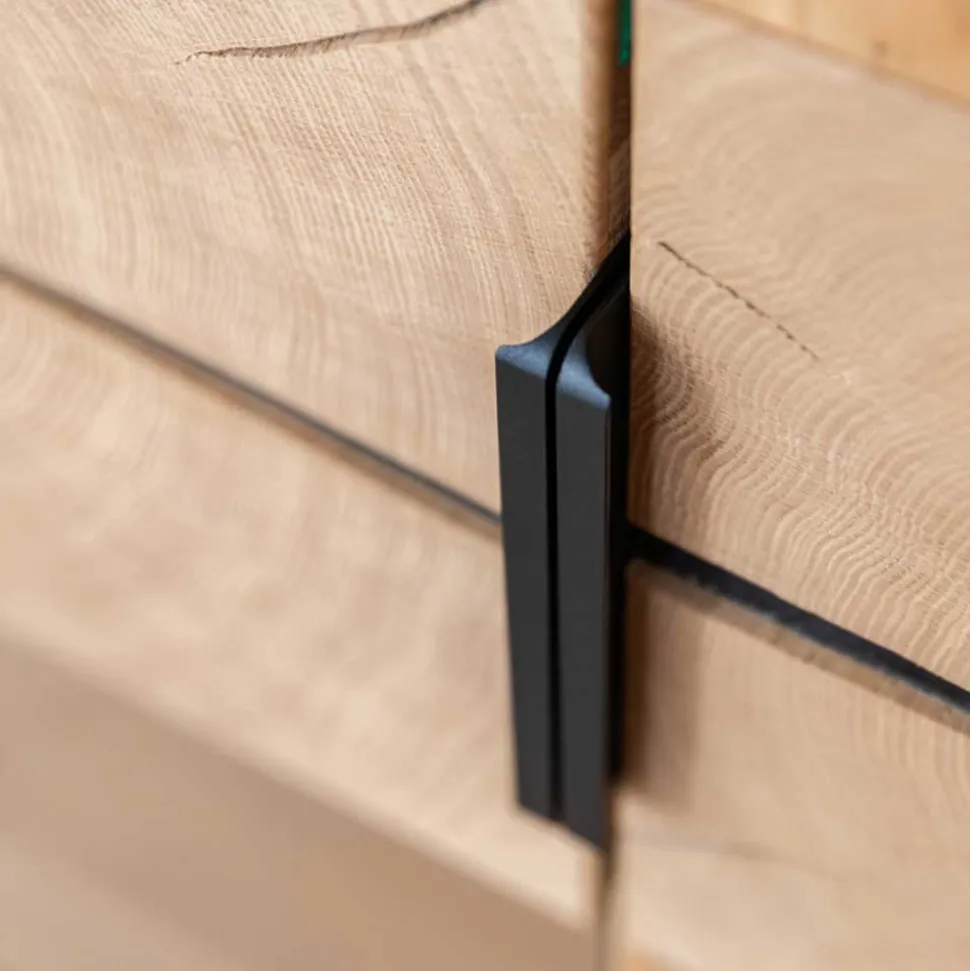 Highboard Vitrine aus Eiche und Glas - Masicuri