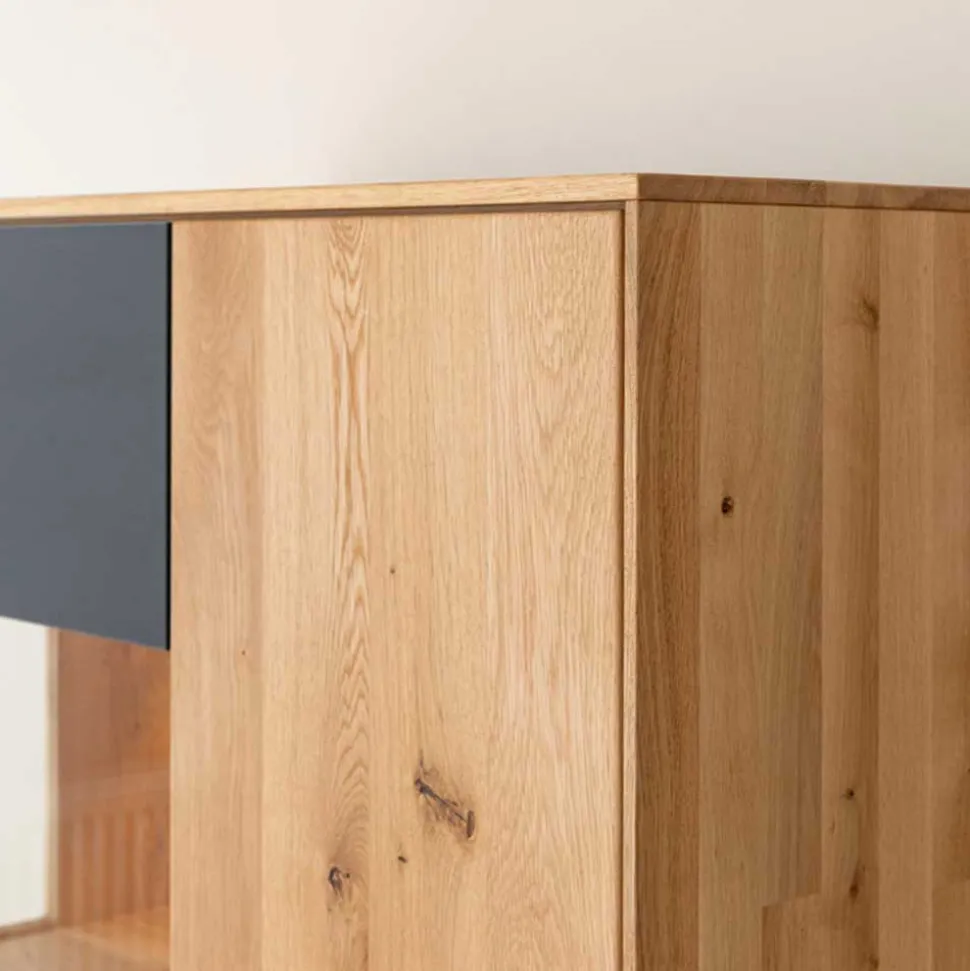 Highboard Vitrine aus Eiche und Glas - Masicuri