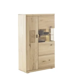 Highboard Vitrine aus hellem Asteiche Massivholz - Losiamos