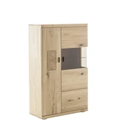 Highboard Vitrine aus hellem Asteiche Massivholz - Losiamos