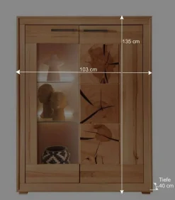 Highboard Vitrine aus Kernbuche Massivholz - Sarosca