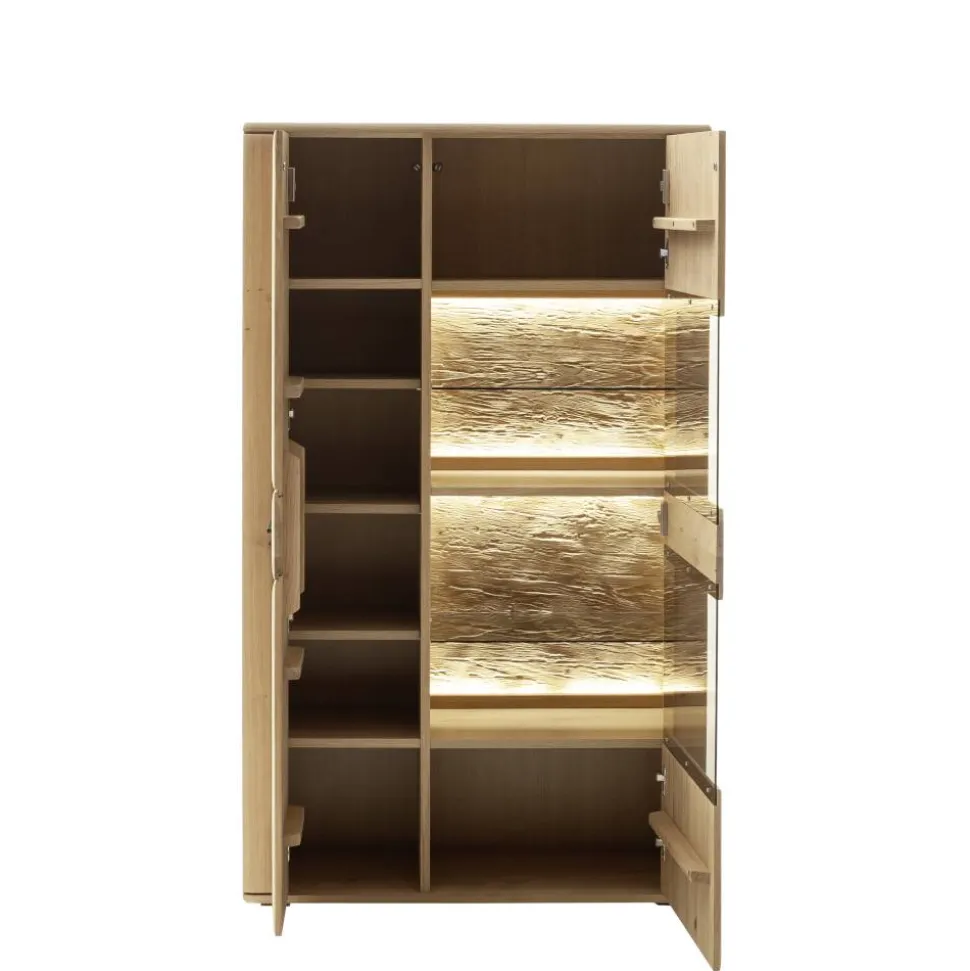 Highboard Vitrine in Asteiche Hell - Jevedaz