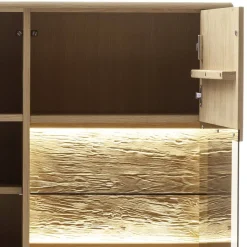 Highboard Vitrine in Asteiche Hell - Jevedaz