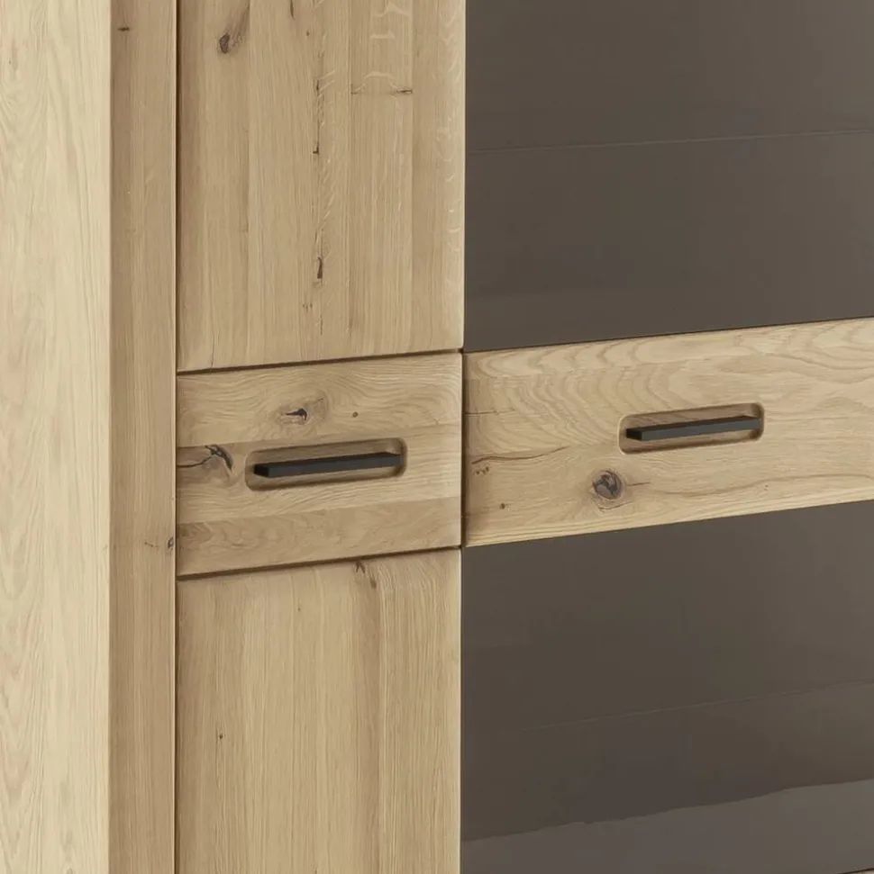 Highboard Vitrine in Asteiche Hell - Jevedaz