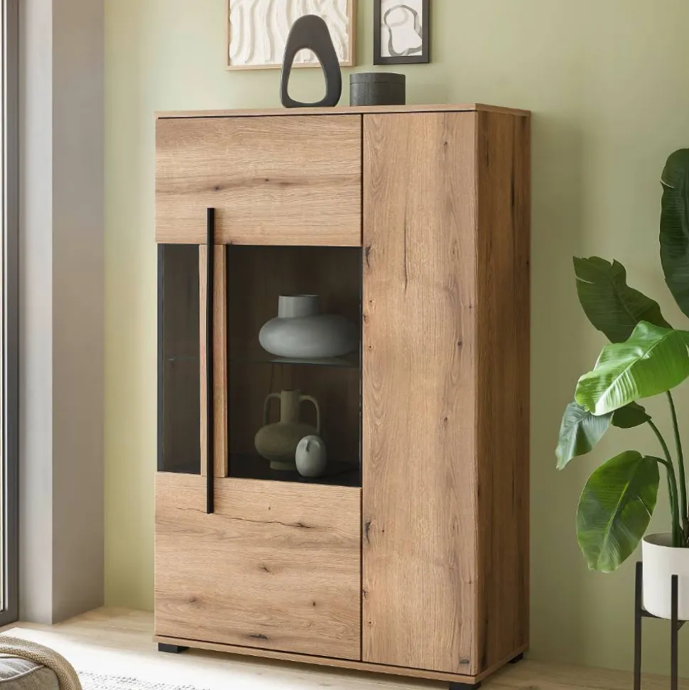 Highboard Vitrine in Eiche Dekor - Brocus