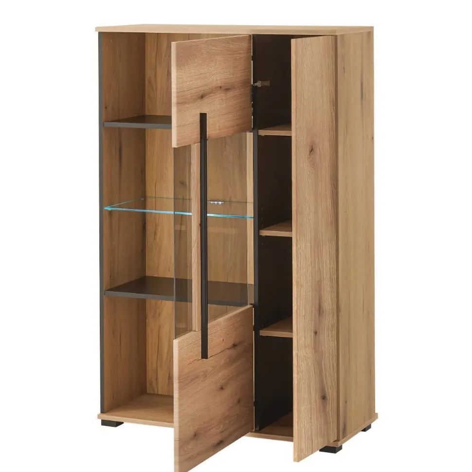 Highboard Vitrine in Eiche Dekor - Brocus