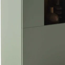 Highboard Vitrine in Graugrün und Eiche - Kwin