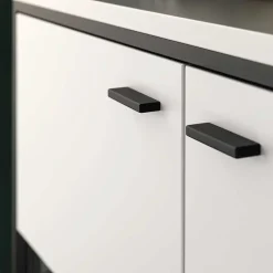 Highboard Vitrine in Weiß mit Schwarzgrau - Loazin