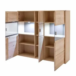Highboard Vitrine Vernella aus Eiche hell geölt