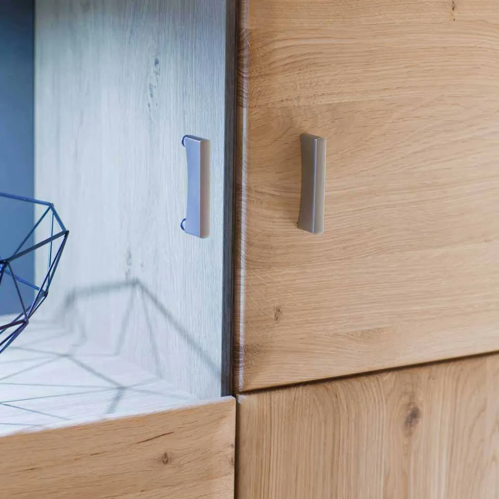 Highboard Vitrine Vernella aus Eiche hell geölt