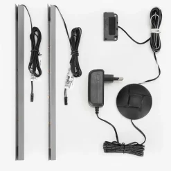 Highboard Vitrinen Set in Hellgrau - Lioscas (zweiteilig)