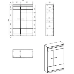 Highboard Vitrinen Set in Hellgrau - Lioscas (zweiteilig)