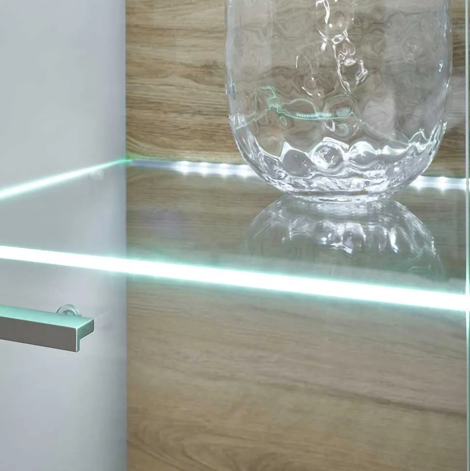 Highboard Vitrinen Set in Hellgrau - Lioscas (zweiteilig)