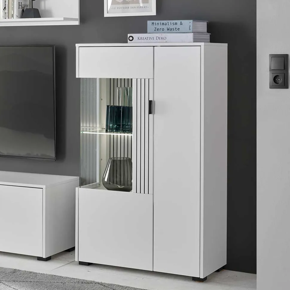 Highboard-Vitrine in Weiß - Dualkos