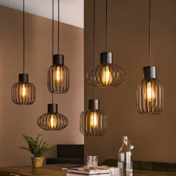 Hängeleuchte mit sechs Drahtschirmen - Dobe