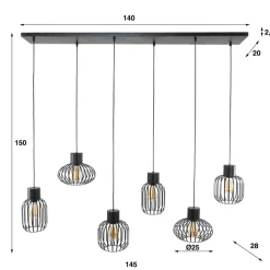Hängeleuchte mit sechs Drahtschirmen - Dobe
