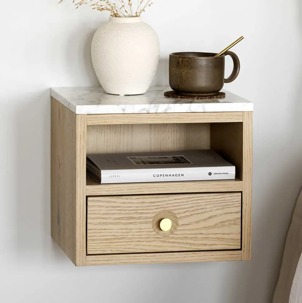 Hänge-Nachtkommode in Eiche White Wash - Loppa