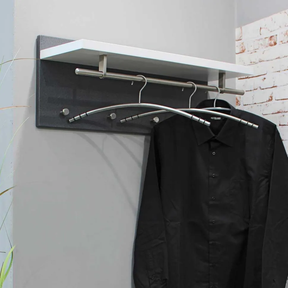 Hängende Garderobe Anin in Weiß Grau