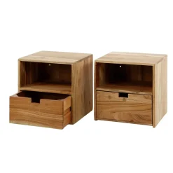 Hängende Nachtkommoden aus Akazie - Materra (2er Set)