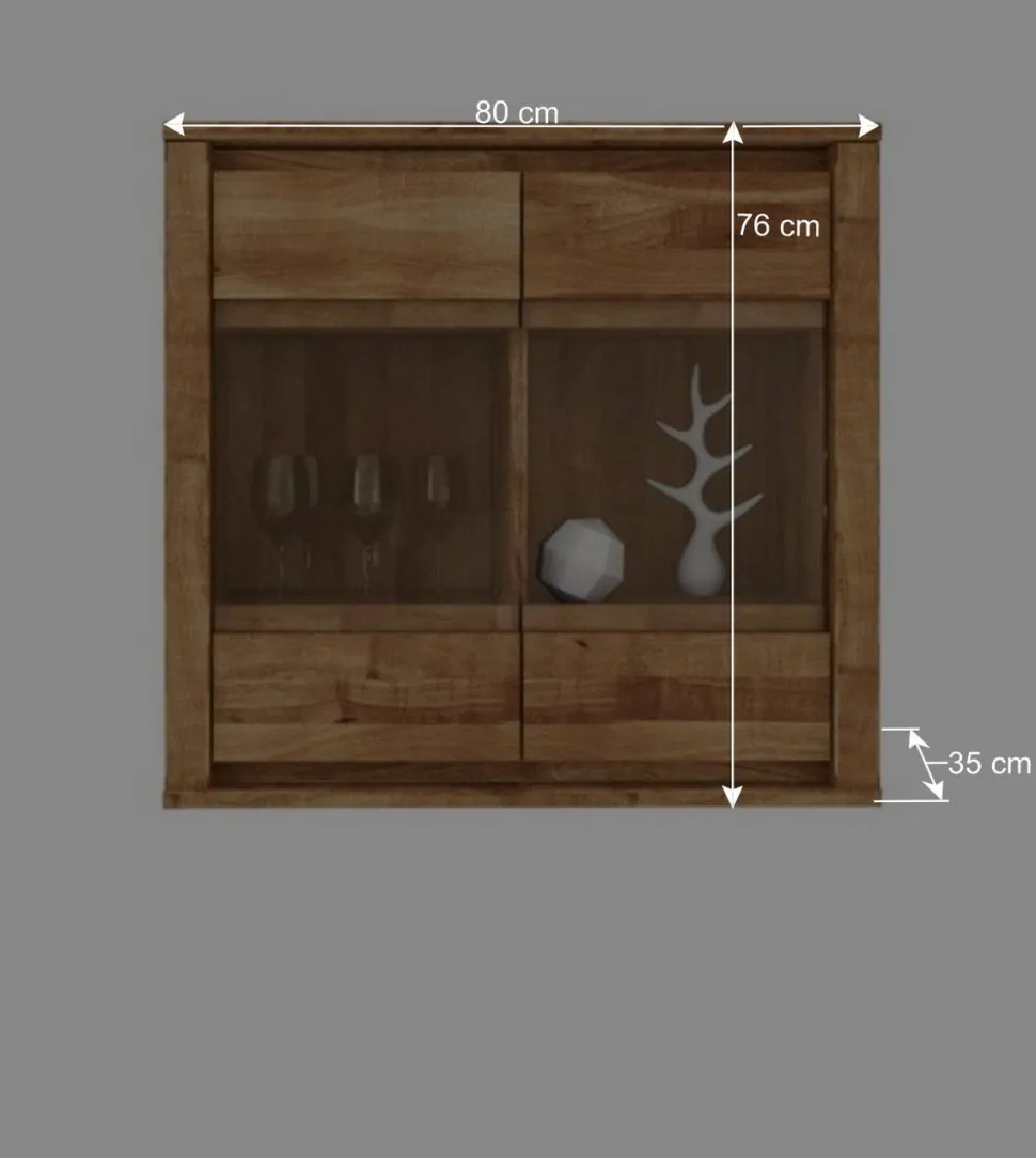 Hängende Vitrine Nadalia aus Wildeiche Massivholz