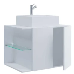 Hängende Waschkommode mit Becken in Weiß - Ziovarica