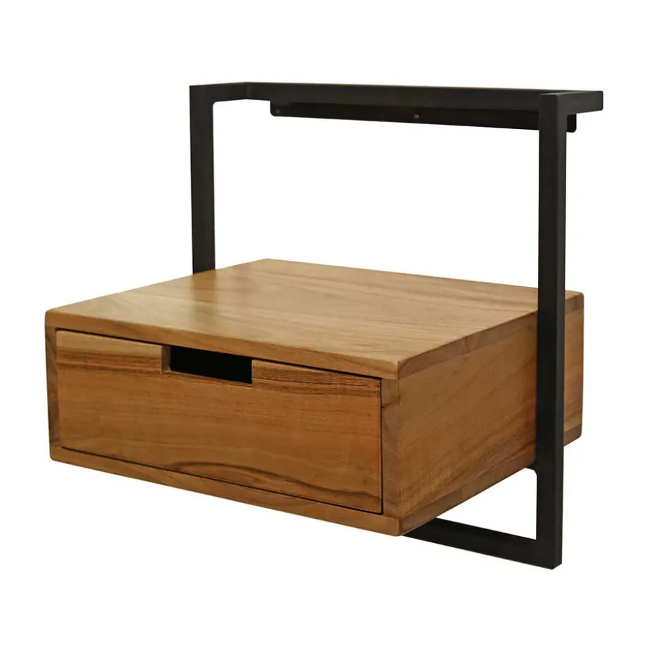 Hängender Wand-Nachttisch aus Akazie Massivholz - Lescas