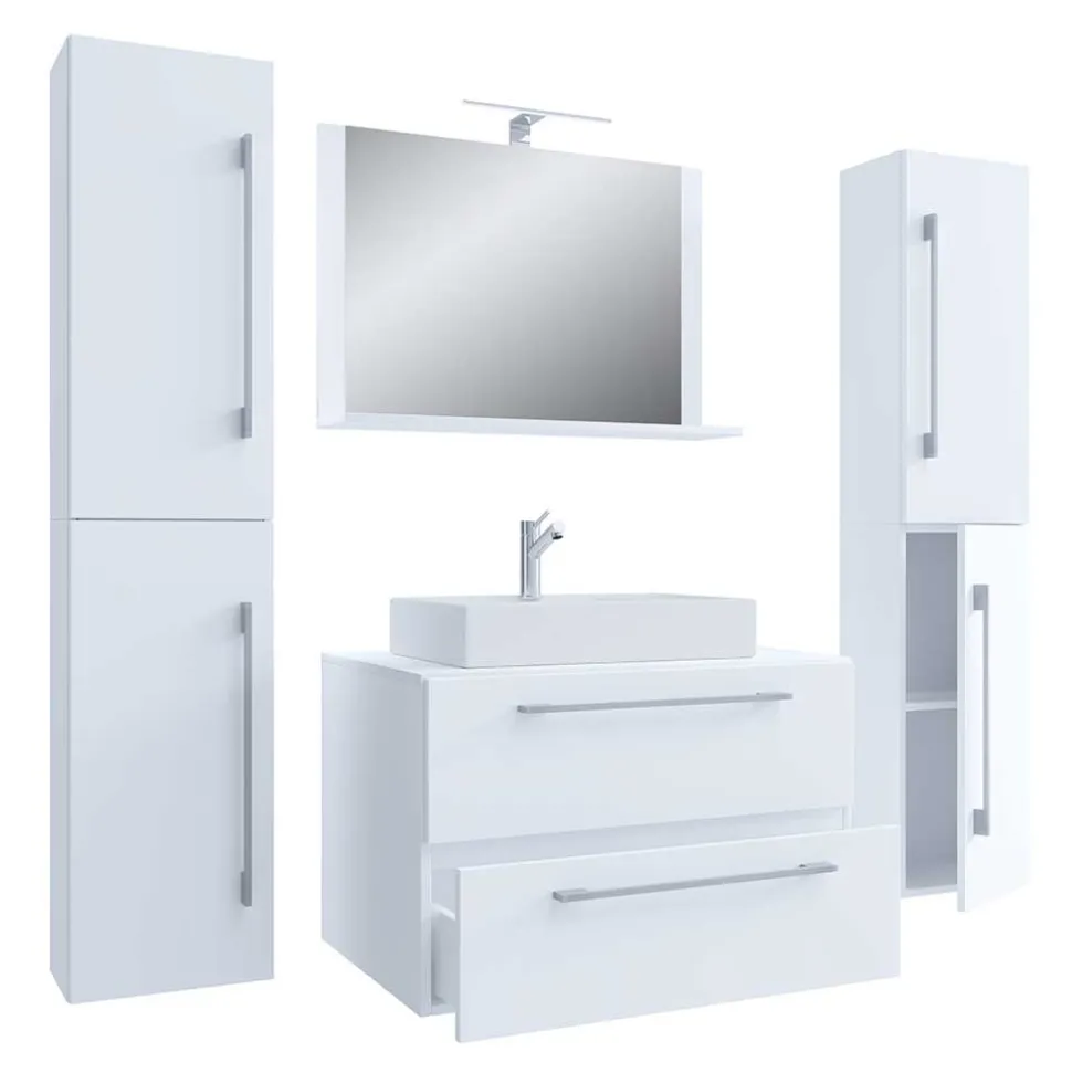 Hängendes Badezimmerset in Weiß - Ipsum (vierteilig)