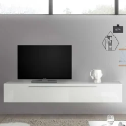 Hängendes Lowboard in Weiß Hochglanz - Dalunzio