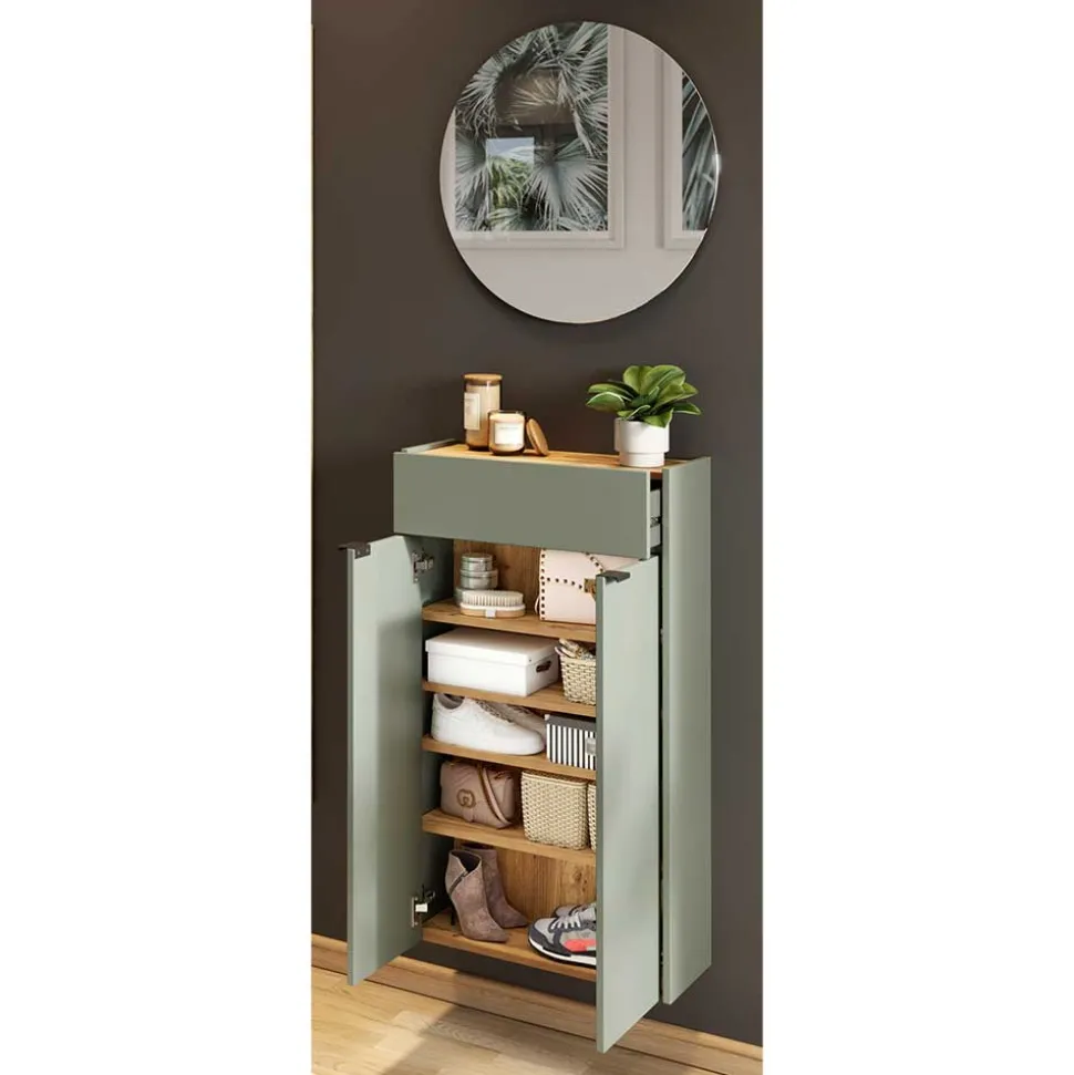 Hängendes Vertiko & runder Spiegel - Point (zweiteilig)