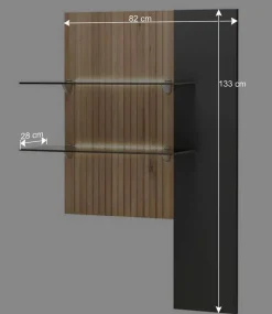 Hängepaneel mit zwei Glasböden & LED Licht - Cruzca