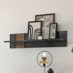 Hängeregal in Dunkelgrau Hochglanz & Eiche - Eracosta