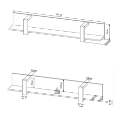 Hängeregal in Schwarz - 180 cm - Dudleys