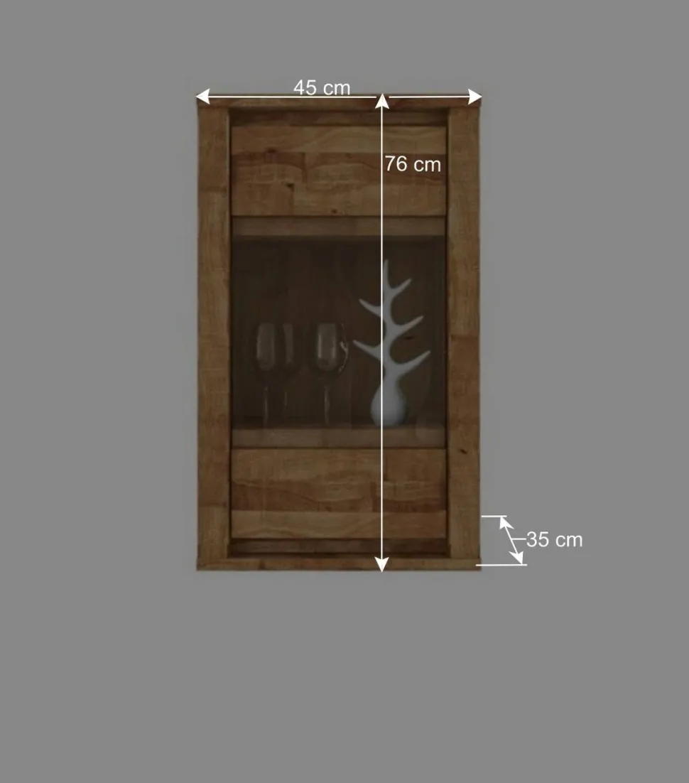 Hängevitrine Nadalia aus Wildeiche Massivholz