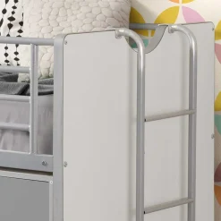 Hochbett Boro in Weiß-Grau