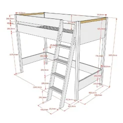 Hochbett mit Schrank und Schreibtisch - Cracks (vierteilig)