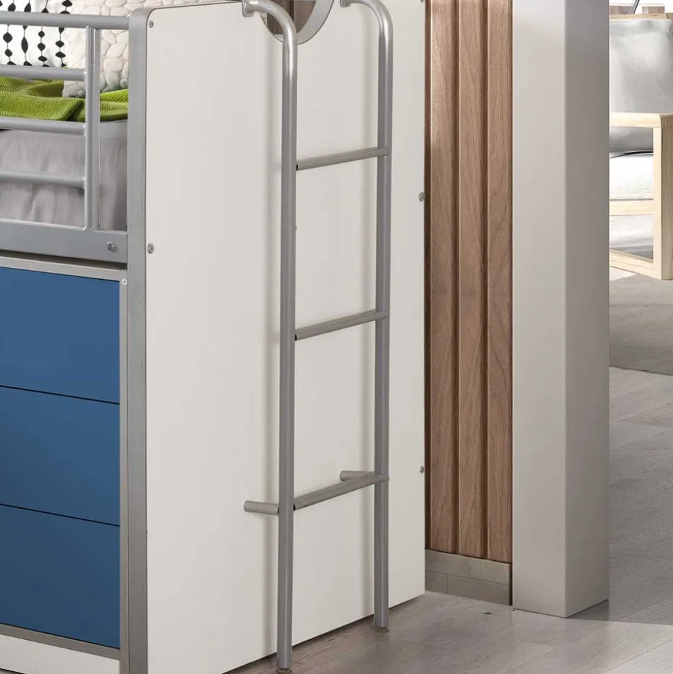 Hochbett Musty in Weiß-Blau