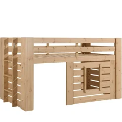 Hochbett Spielhütte aus Kiefer Massivholz - Nikolav